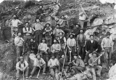 Emu Bay Railway workers with tools