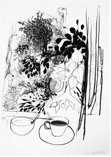 Brett Whiteley - View of the Garden, Litograph on paper, 1977 (66 x 57 cm)