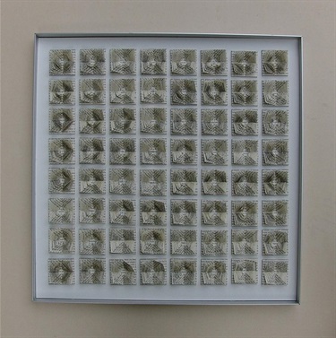 Helene Tschacher - Im Aufbruch, cut pages, glued and compiled, 2008 (50 x 50 x 3cm)