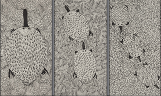 Bay 4 Allan Mansell Echidna Courtship - Beginning of a Train; A Train of Two; A Train of Three.jpg